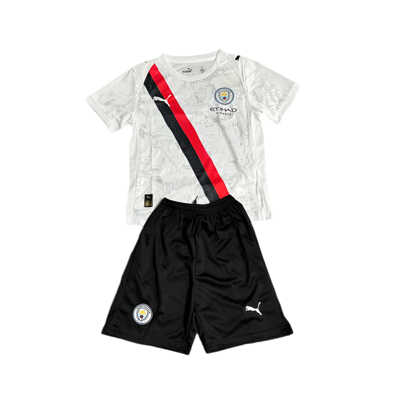 Conjunto Infantil Manchester City away 2025/26 branco