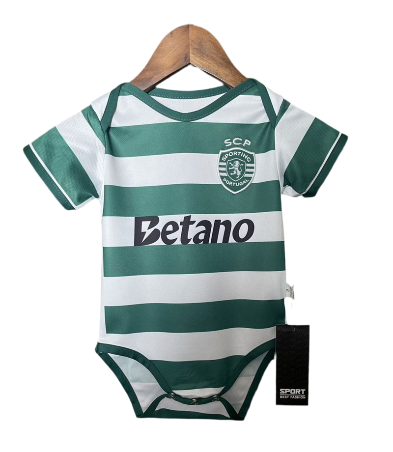 Body bebé S C P principal verde e branco - 2025/26 LANÇAMENTO