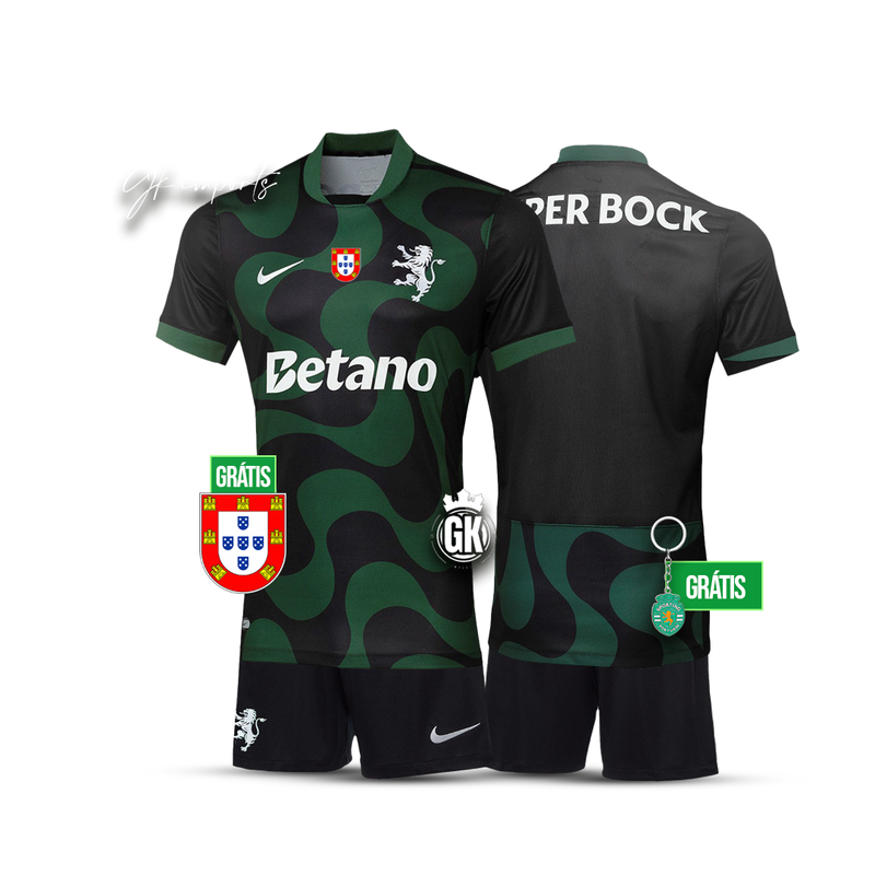 Conjunto infantil alternativo branco 2025/26 - LANÇAMENTO 🦁💚 [pré venda: 11 a 22 dias uteis]