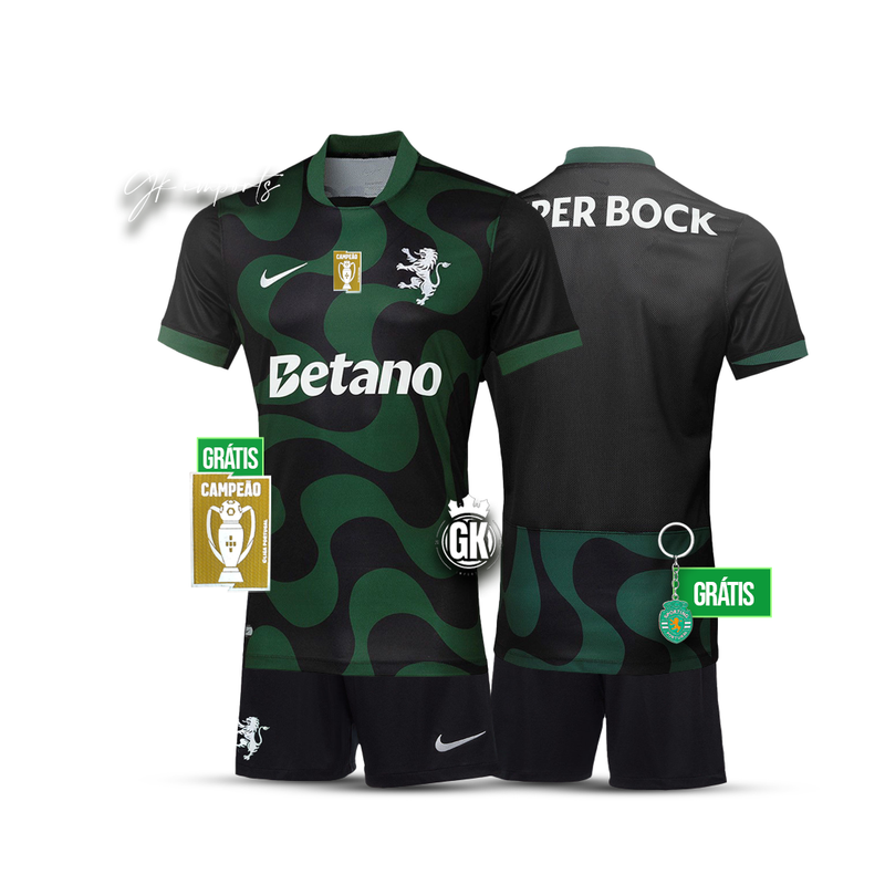 Conjunto infantil alternativo branco 2025/26 - LANÇAMENTO 🦁💚 [pré venda: 11 a 22 dias uteis]
