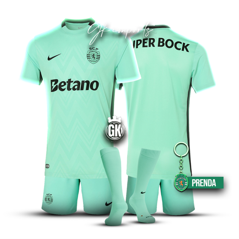 Conjunto infantil COM MEIAS terceiro equipamento verde 2025/26 - LANÇAMENTO [pré venda: 11 a 22 dias úteis]