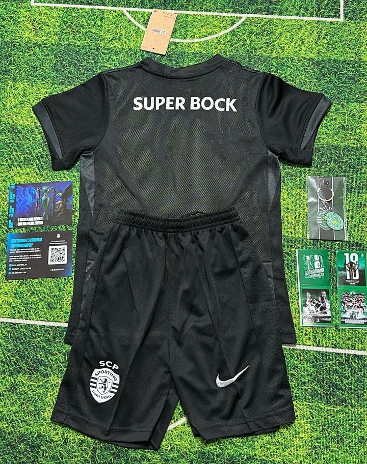 Conjunto infantil AWAY preto 2025/26 - LANÇAMENTO